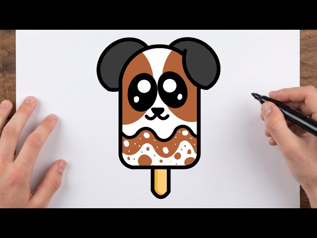 How to Draw a Cute Puppy Ice Cream Easy 🍦| Easy Step by step drawing for kids.