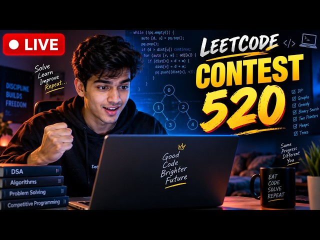 LIVE: LeetCode Contest 520 — Can I Solve All 4? | Coding Interview Prep