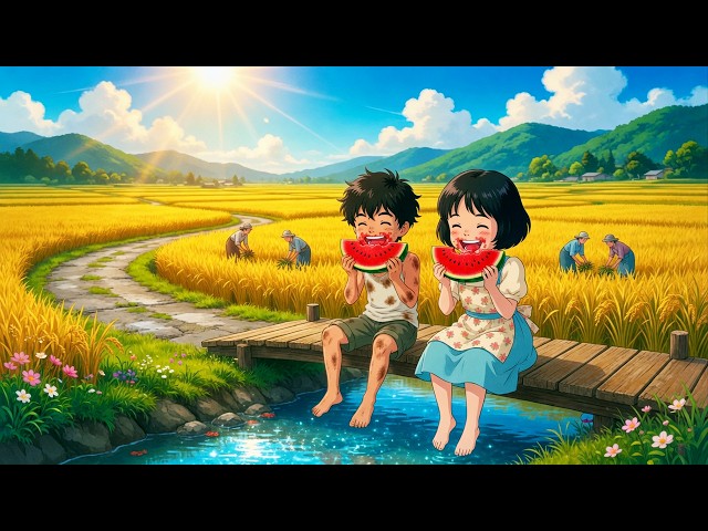 🍉 Summer Watermelon Picnic by the River | Cozy Ghibli Farm Vibes & Happy Childhood Memories 🌾✨
