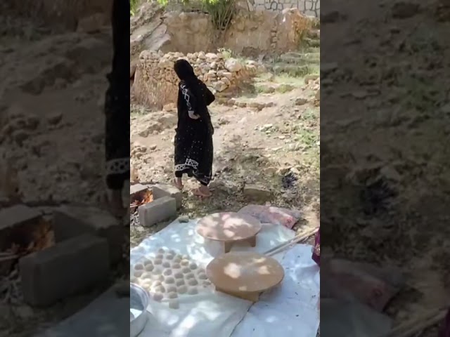Baking local bread in the village
