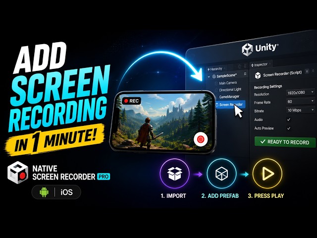 Add professional screen recording to your Unity mobile game without native Android or iOS code