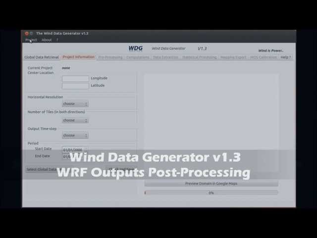 Wind Data Generator (WDG v1.3) : WRF Outputs Post-Processing