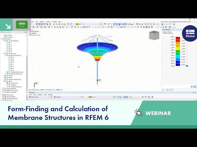 إيجاد(تحديد) الشكل وحساب المنشآت الكابلية و الغشائية في RFEM 6