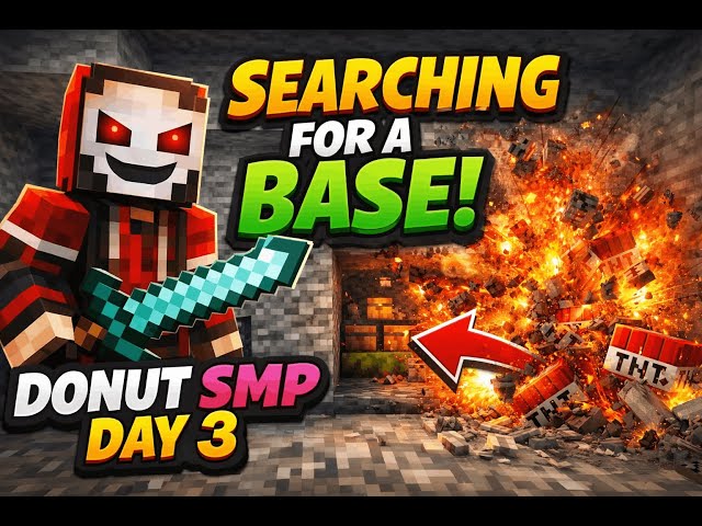 MINING UNTIL I FIND A BASE! ⛏️ | DONUT SMP LIVE DAY 3