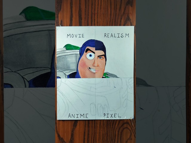 DRAWING BUZZ LIGHTYEAR  👨‍🚀 BUT IN 4 DIFFERENT STYLES ✨ (PART 2) #realistic #drawing #toystory
