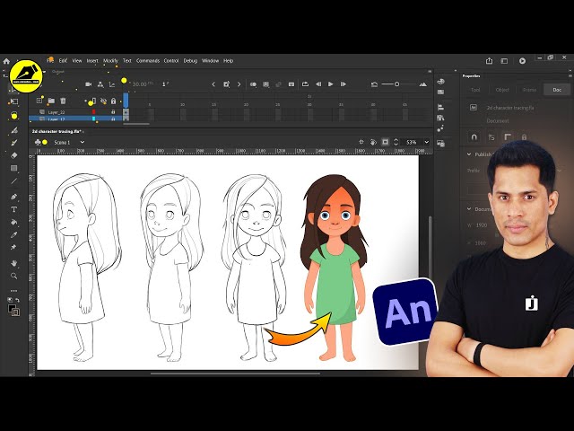 2D Cartoon Character Tracing | Make 2D Cartoon Character For Youtube Video| @LearnAnimationHindi