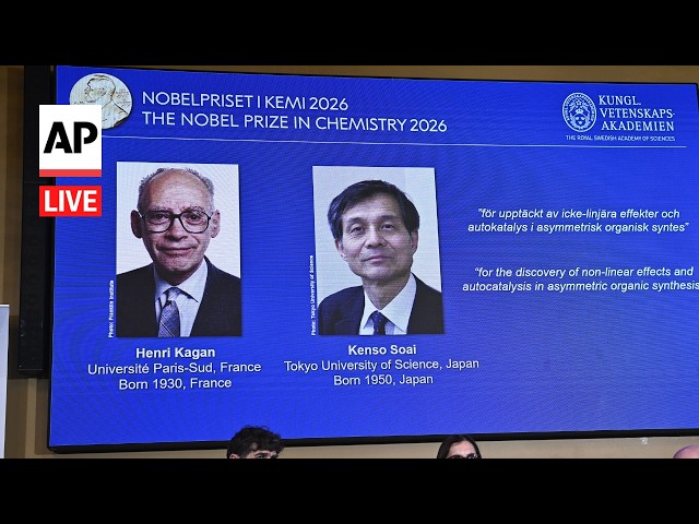 LIVE: Nobel Prize in chemistry 2026 announcement