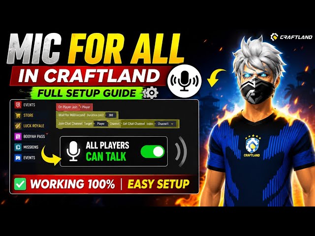 HOW TO MAKE MIC FOR ALL FOR CRAFTLAND IN SCRIPT / CREATE IN FREE FIRE 2026
