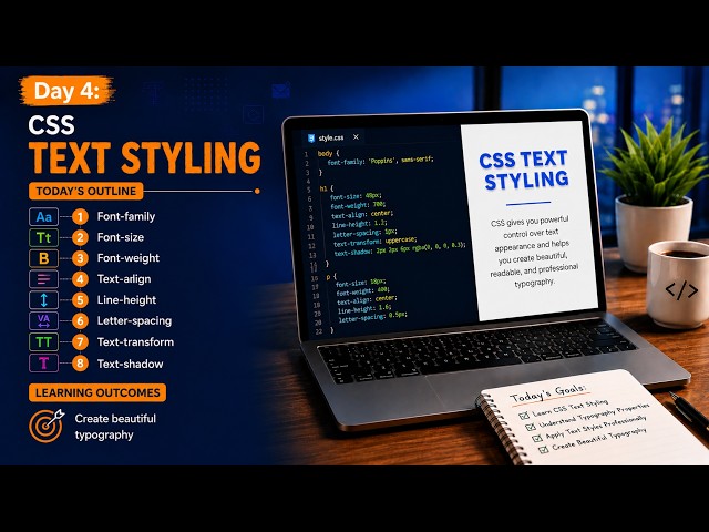 Day 4 | CSS Text Styling Tutorial for Beginners | Font, Text Align, Spacing, More | CSS Mastery 2026