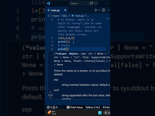 Python Working with Arrays  #python #coding