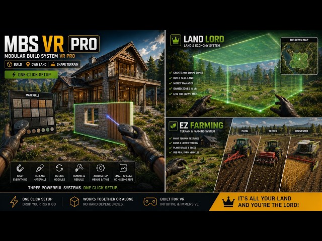 MBS VR Pro - Unity Asset quick Demo scene Overview (MBS + EZFarming + LandLord)