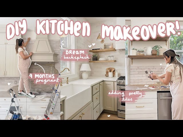 doing my DREAM KITCHEN MAKEOVER! tiling entire kitchen at 9 months pregnant!