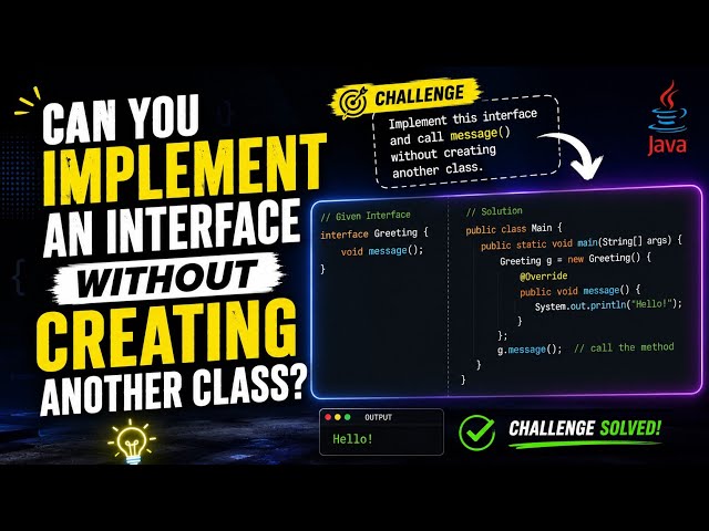 Can You Implement an Interface Without Creating Another Class? | Java Challenge 🔥