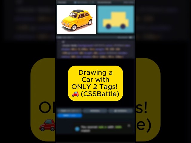 Drawing a Car with ONLY 2 Tags! 🚗 (CSSBattle) #cssbattle #css #coding #shorts #codinghacks