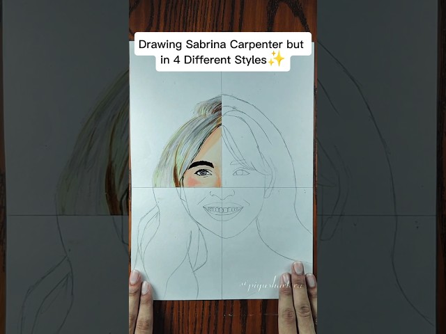 DRAWING SABRINA CARPENTER  BUT IN 4 DIFFERENT STYLES ✨ (PART 2) #sabrina #mankind #cartoon