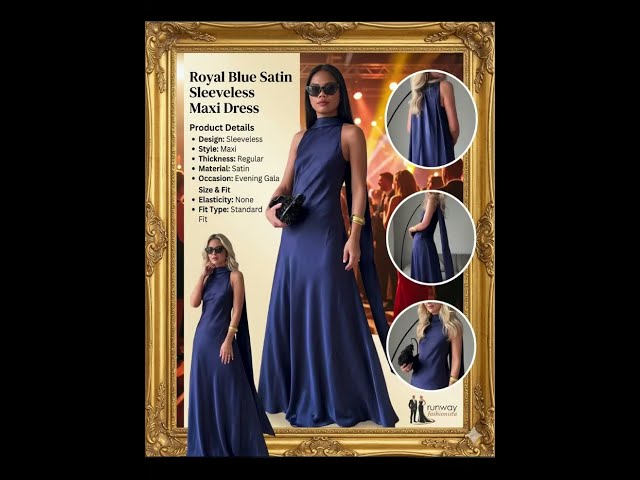 Royal Blue Satin Sleeveless Maxi Dress