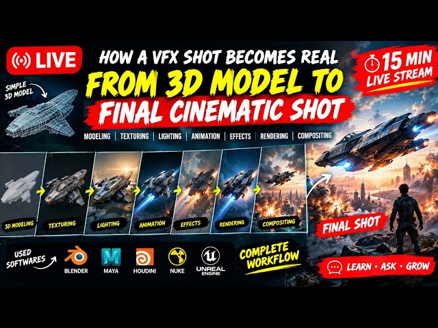 How a VFX Shot Becomes Real | From 3D Model to Final Cinematic Shot 🔥 | VFX Live
