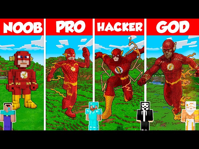 Flash Build Battle Challenge - Noob vs Pro vs Hacker vs God - Minecraft Animation