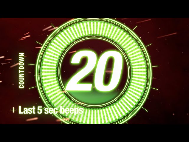 20 seconds Countdown Timer / with Beep at Last 5 sec 🟢