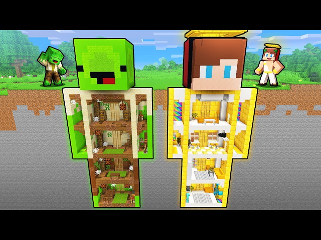 Mikey POOR vs JJ GOD Statue Base Minecraft Battle
