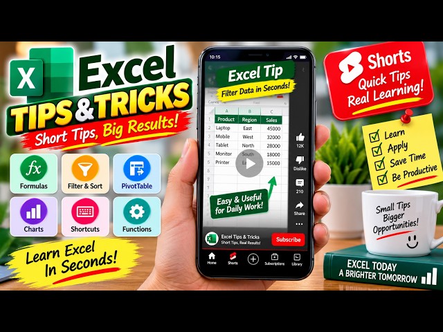 Excel Tips & Tricks 🔥 | Learn Powerful Excel Shortcuts & Features in Seconds!