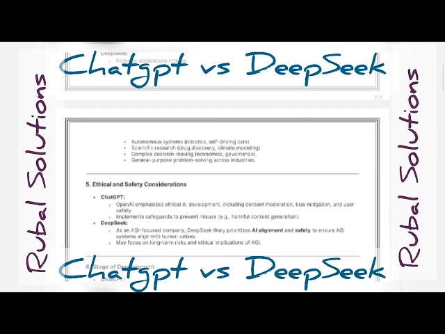 Comparison of CHATGPT and DeepSeek Generated By DeepSeek AI