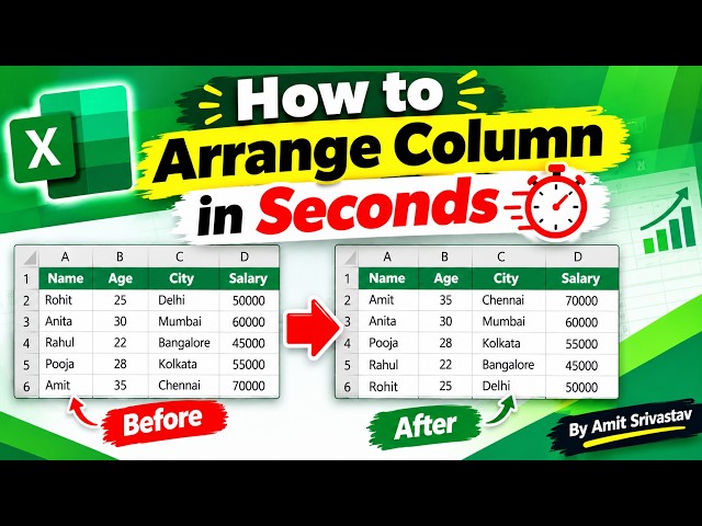 How to Arrange Columns in Excel in Seconds | Easy Excel Trick