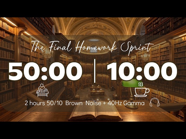 Day 30/30: 50/10 Pomodoro Timer with Brown Noise 🎧 2-Hour Study with Me for Deep Focus & ADHD ✨
