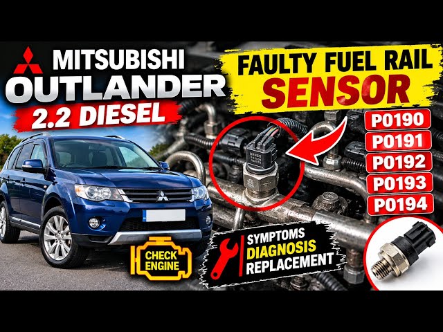 Mitsubishi outlander 2.2 diesel faulty fuel rail pressure sensor Change. Fault codes P0190 to P0194.
