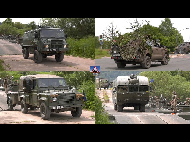 4Kᵁᴴᴰ British Army Exercise Rhino Storm 2026 Convoys crossing M3 Bridge over the River Weser