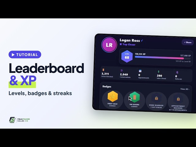 Sales Leaderboard & Gamification for Door-to-Door Teams: XP, Levels, Badges | FieldStacker