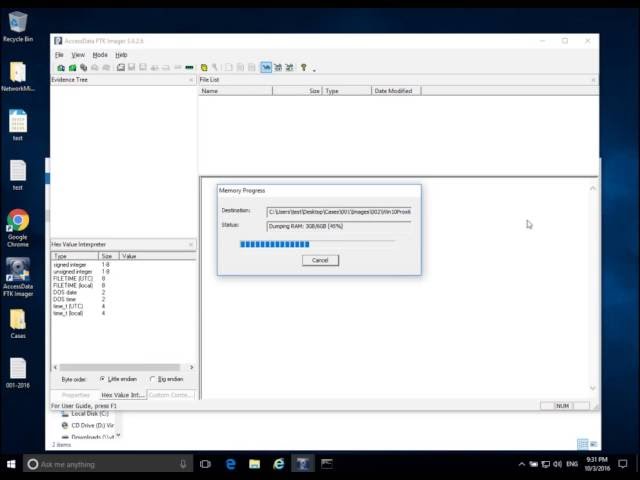 Forensic Memory Acquisition in Windows - FTK Imager