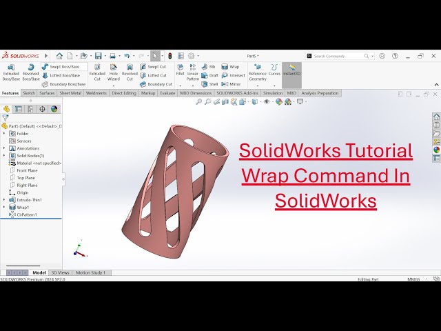 SolidWorks Tutorial | How to Use Wrap  in SolidWorks  SolidWorks Wrap Command for Beginners