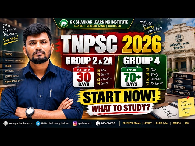 TNPSC Group 2 &2A 2026 | 30 Days Preparation Strategy 🔥 |Group 4 2026 | How to Start?|GK SHANKAR Sir