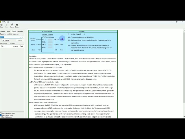 FATEK PLC WINPROLADDER [(  CONVENIENT INSTRUCTION OF FUN151: MD2  ( CLINK)] PROGRAMMING