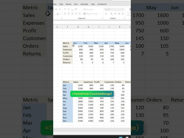 How to transpose data in excel? FORMULA trick