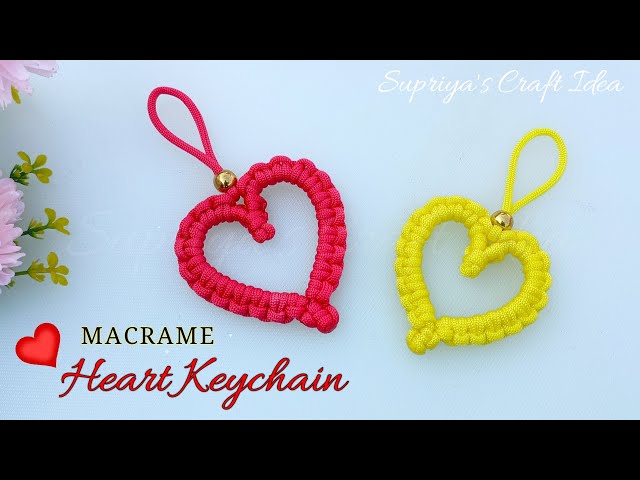 Macrame Heart Keychain Tutorial | Valentines day gift | Macrame Heart Shape Keychain