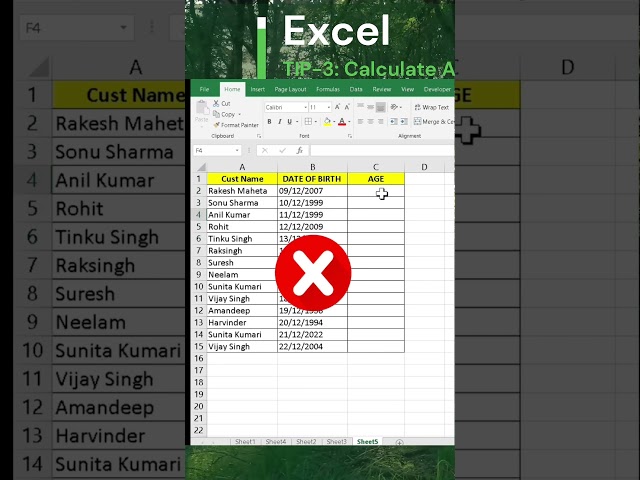 Excel Tips and Tricks 3: Calculate Age #excel #exceltips #tipsandtricks