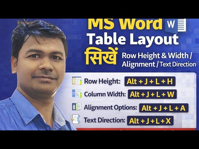 MS Word Table Layout (Alignment, Row Height, Width, Text Direction) Full Tutorial in Hindi