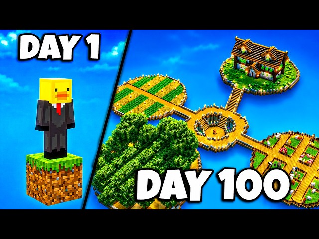 Surviving 100 Days On One BLOCK In Minecraft