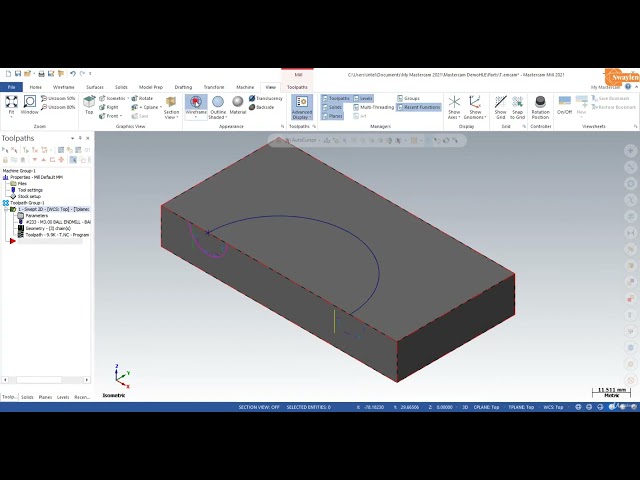 Mastercam Day-106 Swept 2D Milling Operation