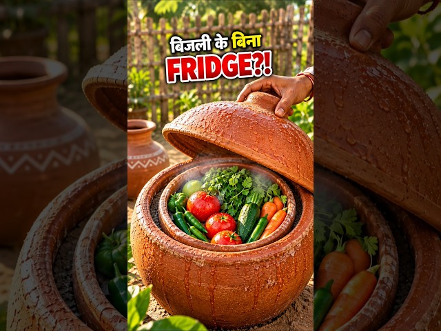 बिजली के बिना FRIDGE?! मिट्टी के घड़े से सब्जियां ठंडी 😱🏺 #claypot #desijugaad #shorts
