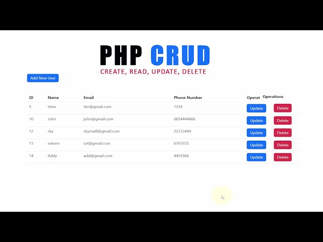 PHP CRUD with mysqli operations (Create, Read, Update, Delete)!