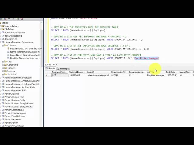 Chapter 5: Lets Start Writing some SQL code