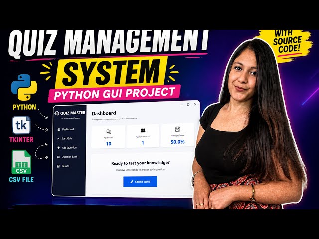Quiz Management System in Python | Tkinter GUI + CSV | 30 Second Timer | Python Project