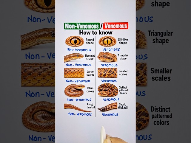 Basic Differences Between Non-venomous And Venomous Snake 🐍 #snake #education #shorts