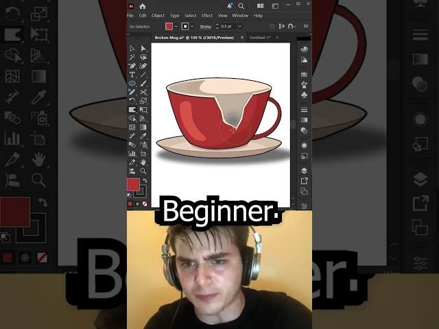 Beginner VS Pro Artist. Cup Repaired.