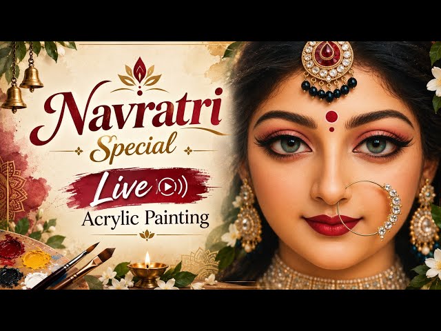 🔴Navratri Special Live✨️Acrylic Painting|Goddess Portrait 🪷| Izumi’s World #live #livestream#artlive
