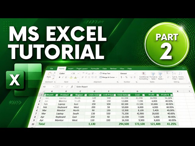 Microsoft Excel Tutorial for Beginners | Learn Excel Step by Step – Part 2 #MicrosoftExcel #ExcelTut