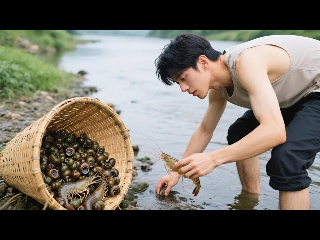 River Snail Harvest: Catch & Cook A Spicy Countryside Delicacy!#Rural cuisine